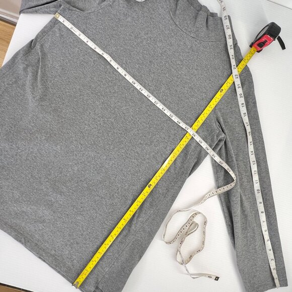 Sz M-‎ Eileen Fisher Funnel Mock Neck Heather Grey Long Sleeve Tunic Top - Picture 11 of 12